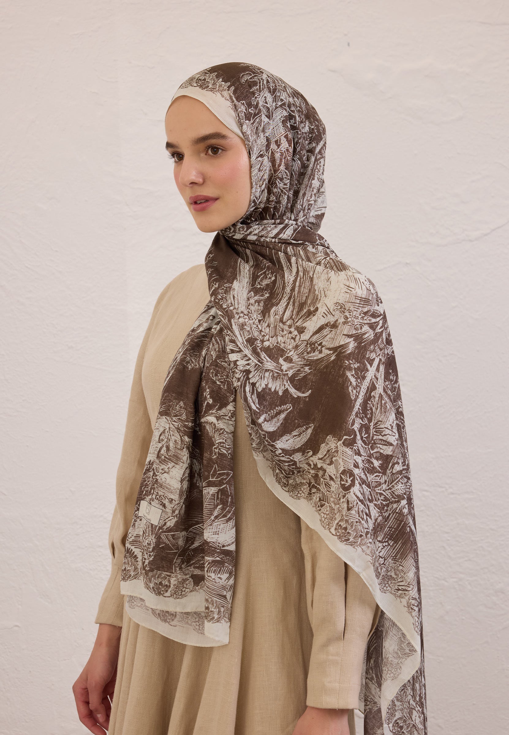 Kahve Secret Elegance Desen Rami Şal