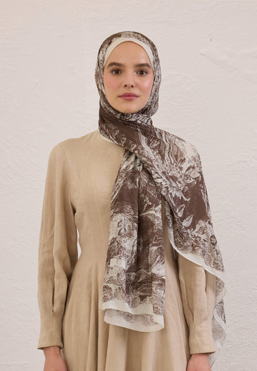 Kahve Secret Elegance Desen Rami Şal