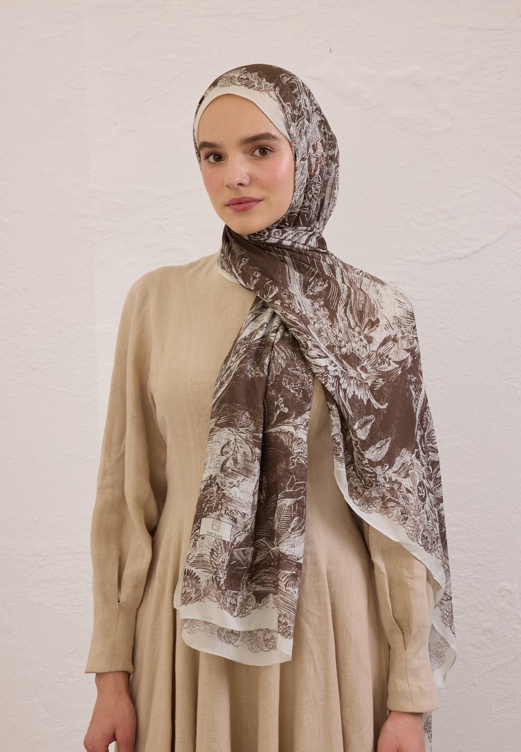 Kahve Secret Elegance Desen Rami Şal