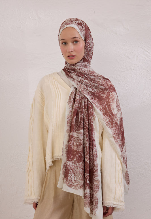 Ağaç Kabuğu Secret Elegance Desen Rami Şal