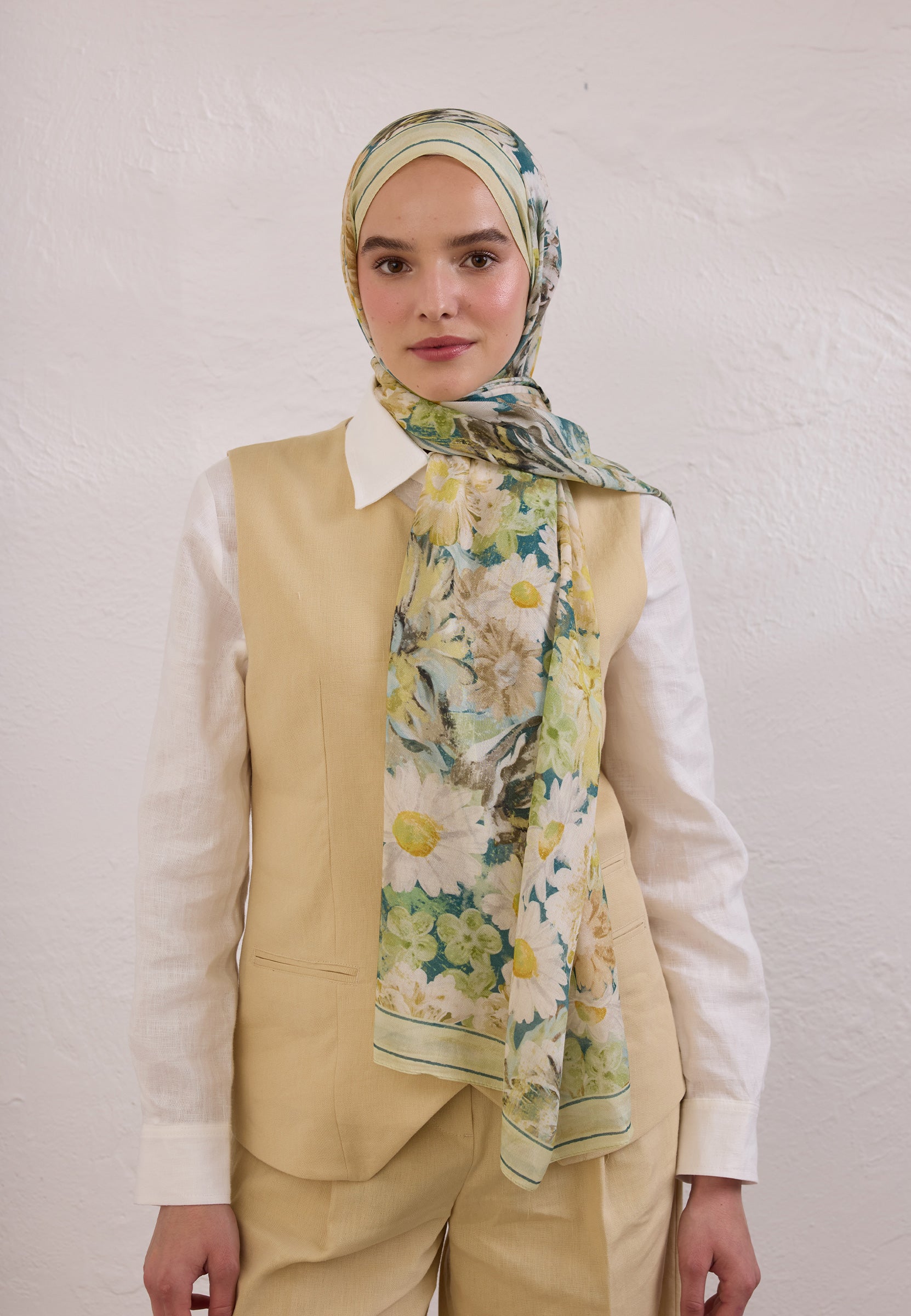 Soft Yeşil Jasmıne Joy Desen Rami Şal