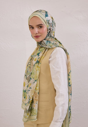 Soft Yeşil Jasmıne Joy Desen Rami Şal