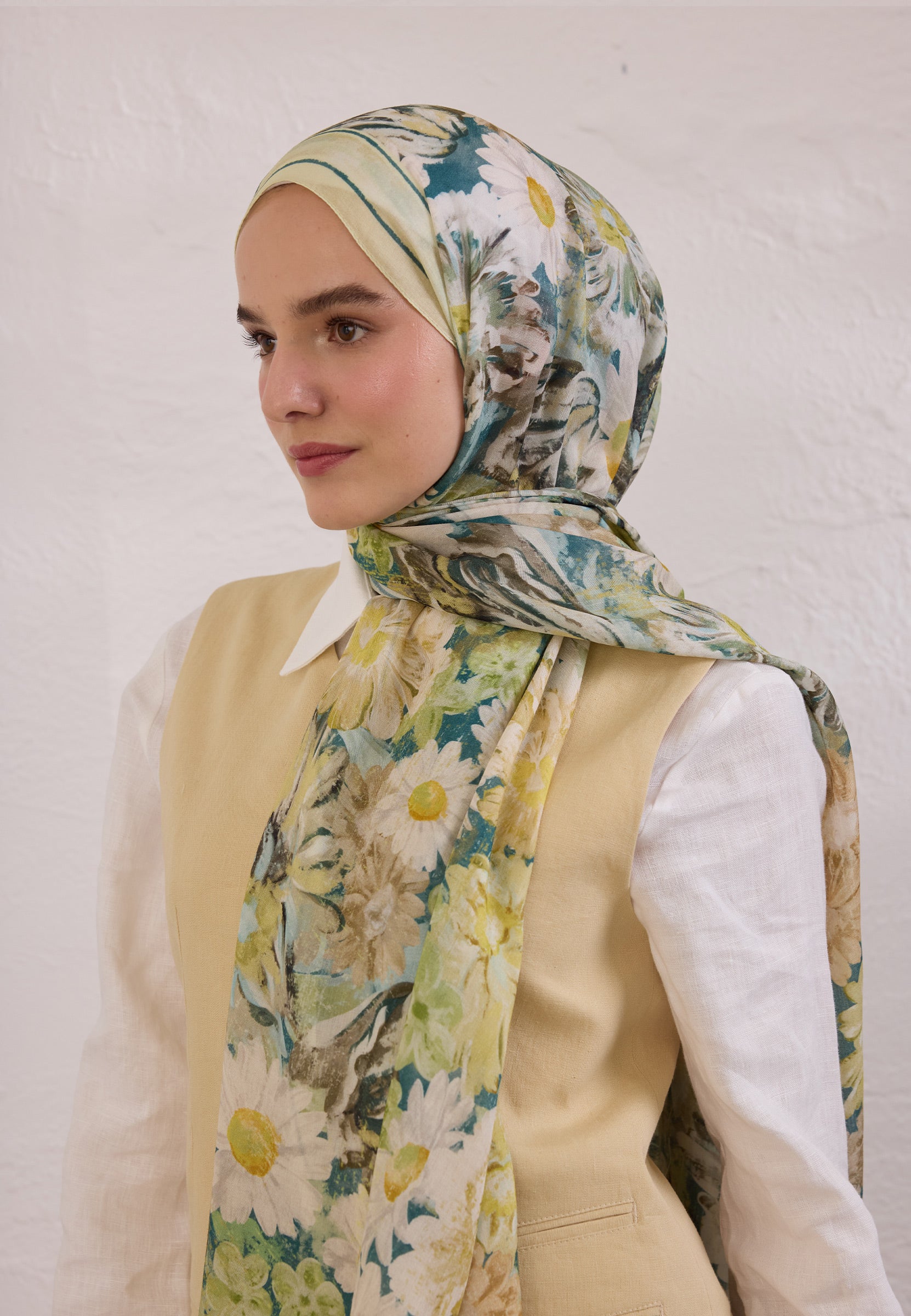 Soft Yeşil Jasmıne Joy Desen Rami Şal