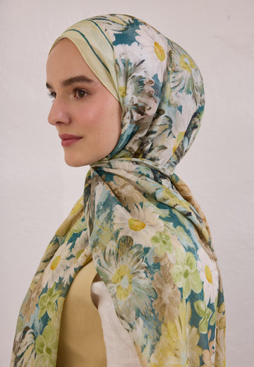 Soft Yeşil Jasmıne Joy Desen Rami Şal