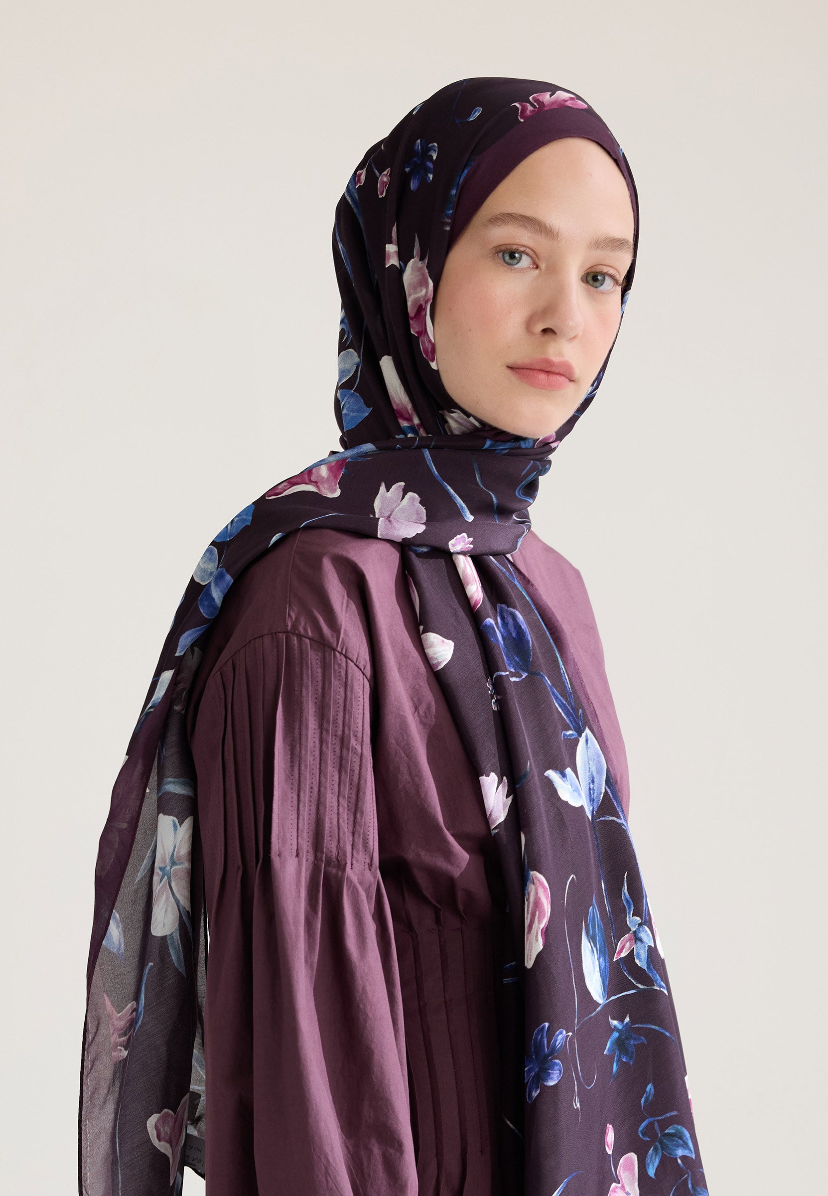 Mürdüm Love Garden Floş Viskon Şal