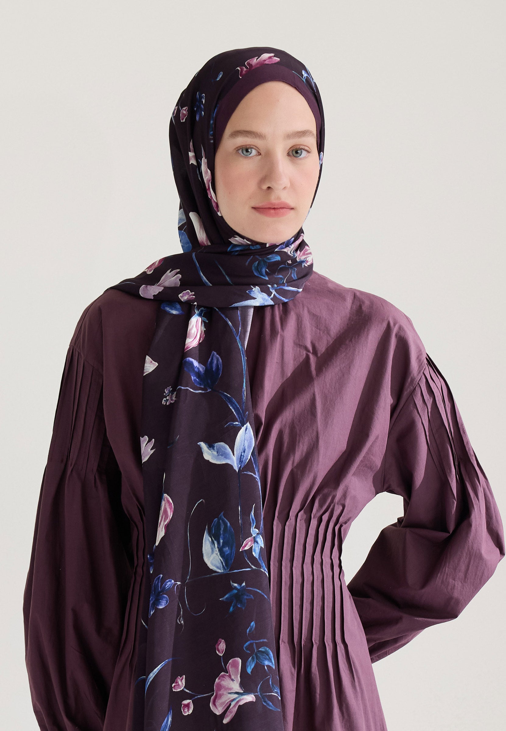 Mürdüm Love Garden Floş Viskon Şal