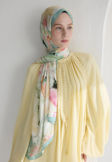 Soft Yeşil Soft Flora Floş Viskon Şal