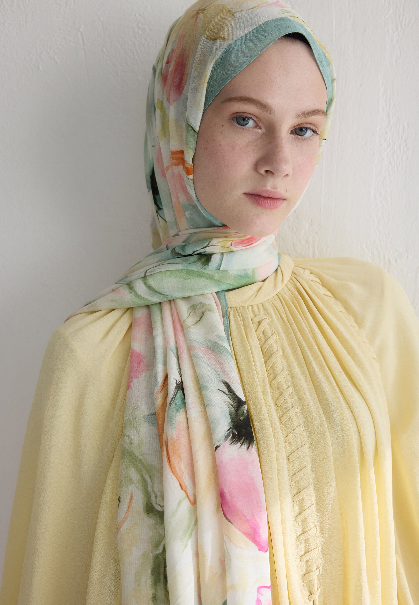 Soft Yeşil Soft Flora Floş Viskon Şal