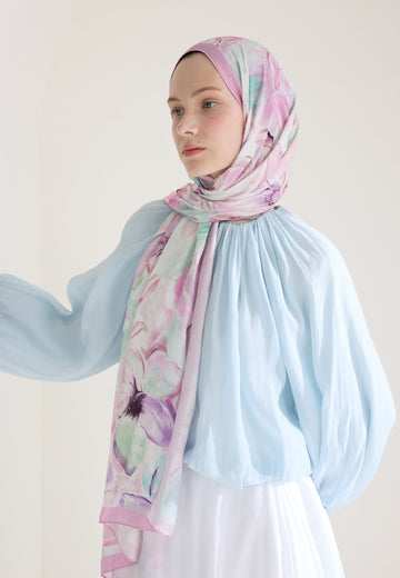 Gülpembe Soft Flora Floş Viskon Şal