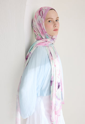 Gülpembe Soft Flora Floş Viskon Şal