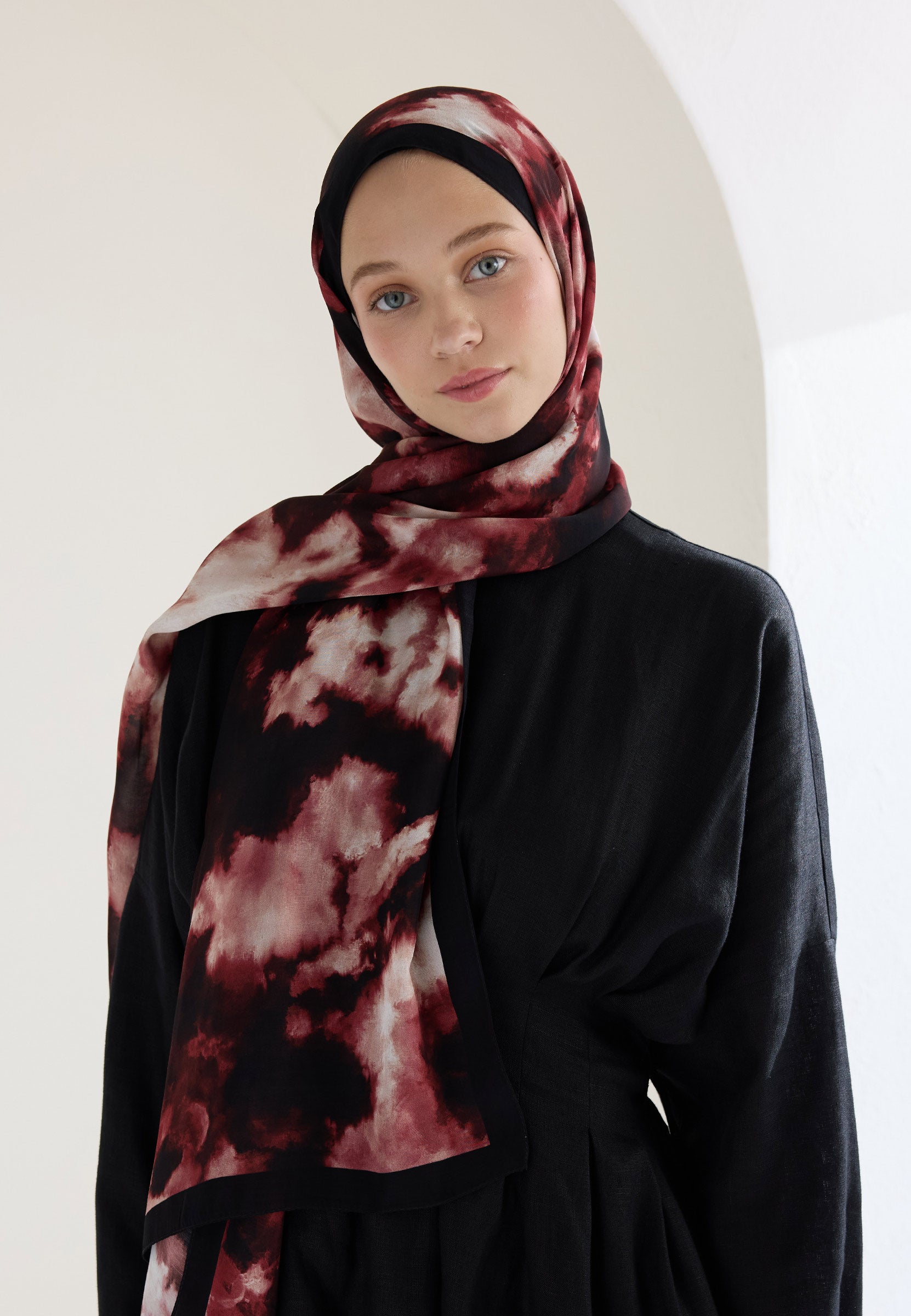 Bordo Lola Floş Viskon Şal