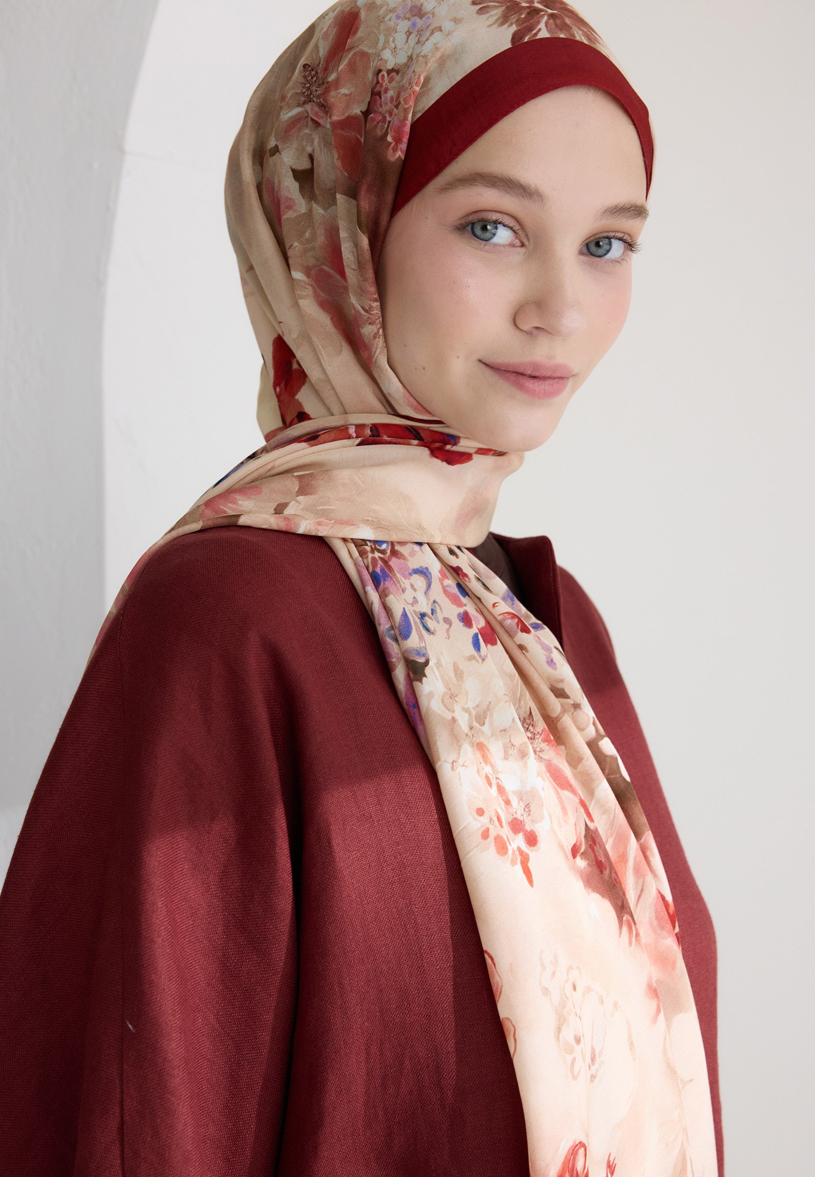 Kırmızı Peony Harmony Floş Viskon Şal