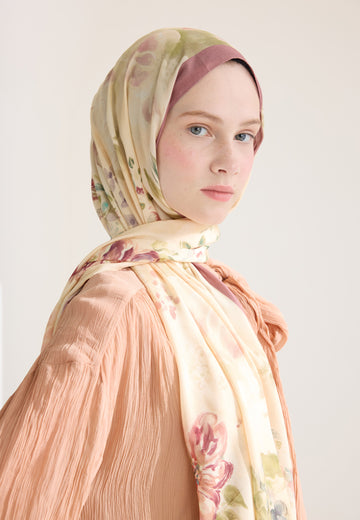 Soft Pembe Peony Harmony Floş Viskon Şal