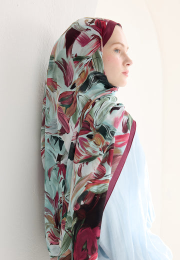Mürdüm Vanılla Blossom Floş Viskon Şal