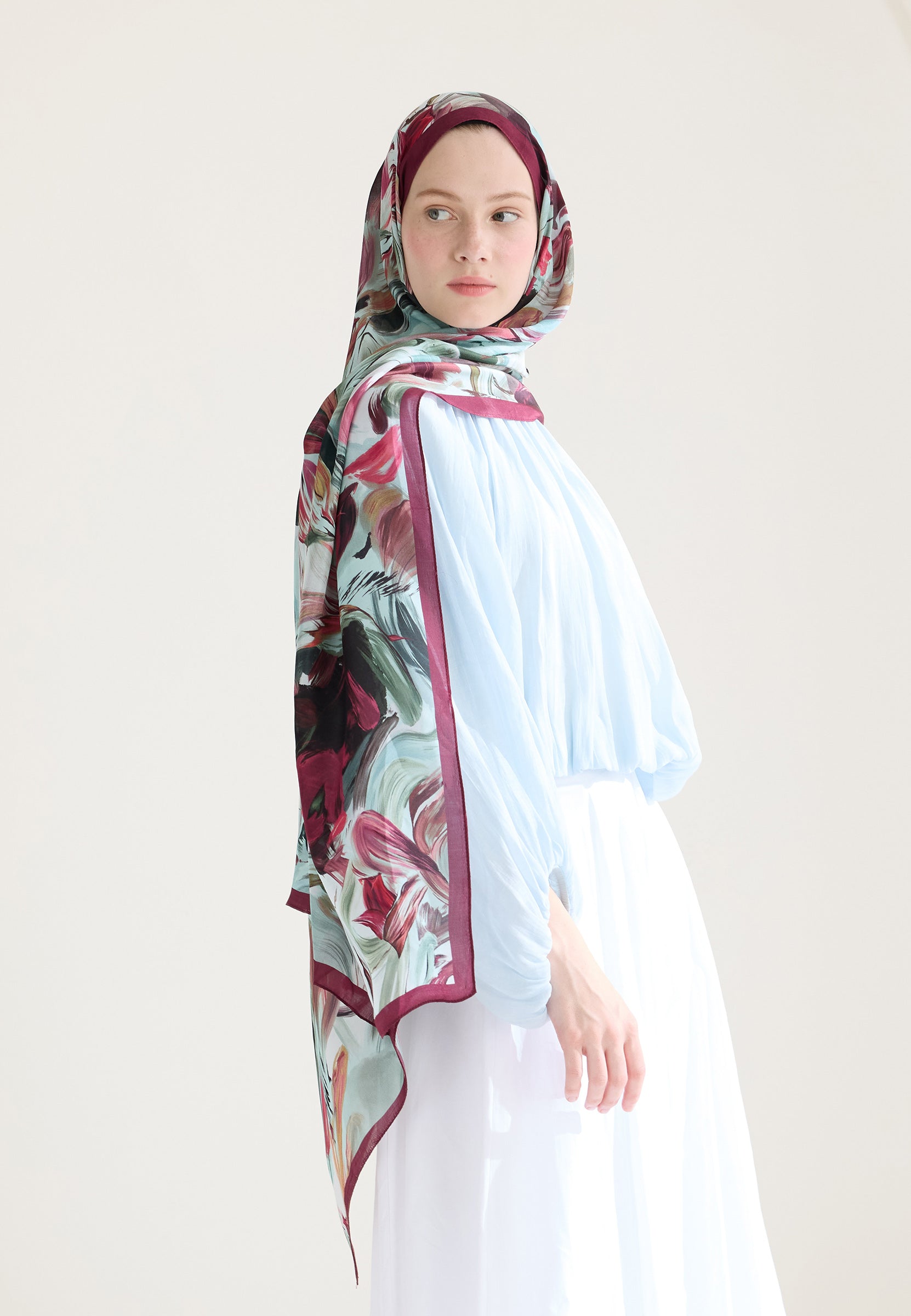 Mürdüm Vanılla Blossom Floş Viskon Şal