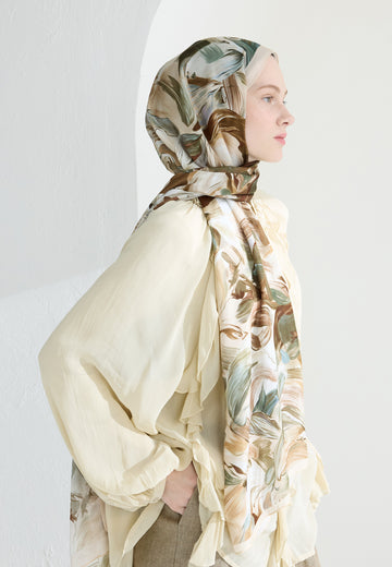 Nude Vanılla Blossom Floş Viskon Şal