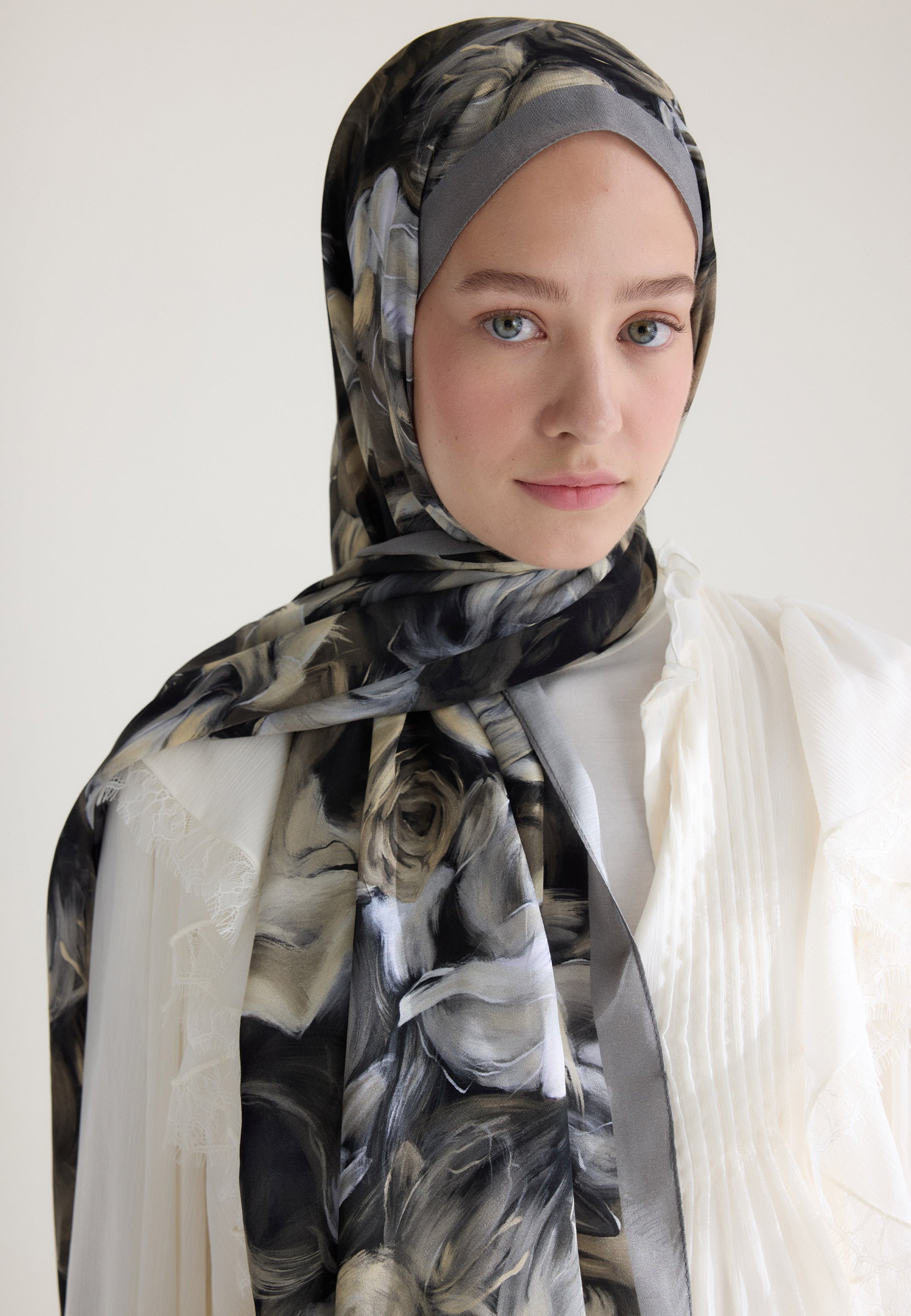 Füme Rose Garden Floş Viskon Şal