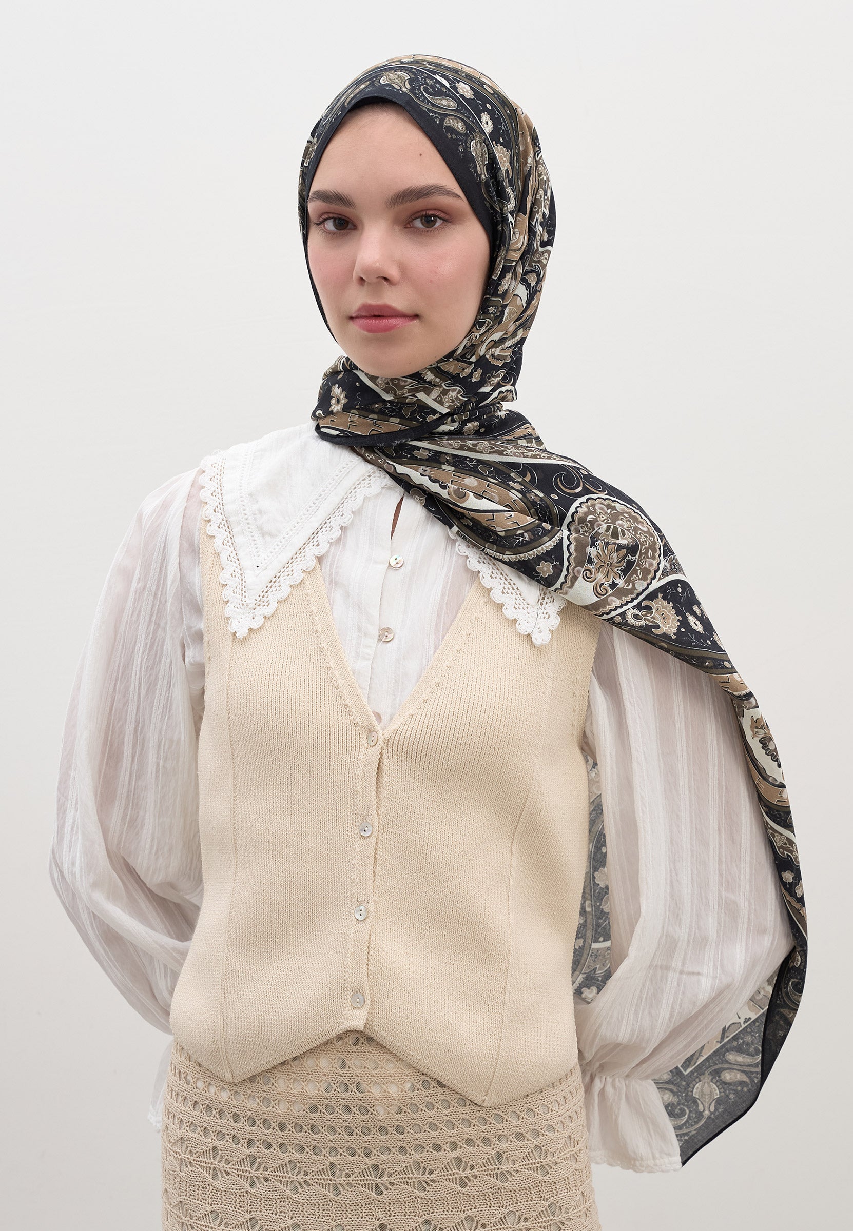 Siyah Panthea Desen Şal