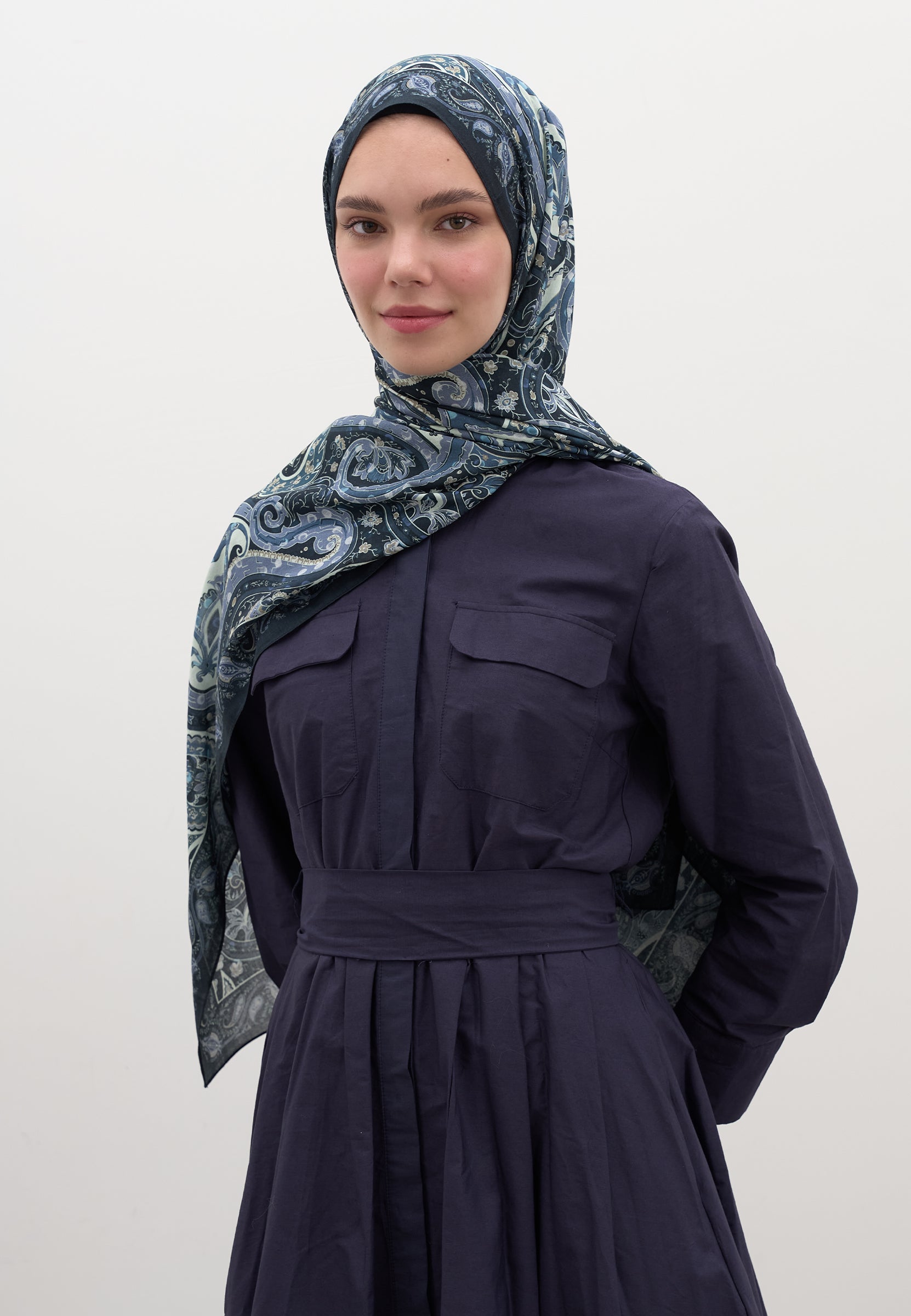 Lacivert Panthea Desen Şal
