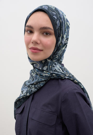 Lacivert Panthea Desen Şal
