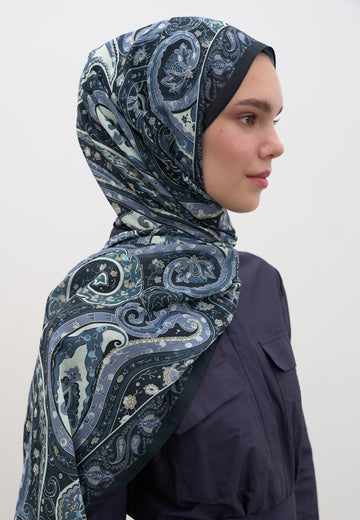 Lacivert Panthea Desen Şal