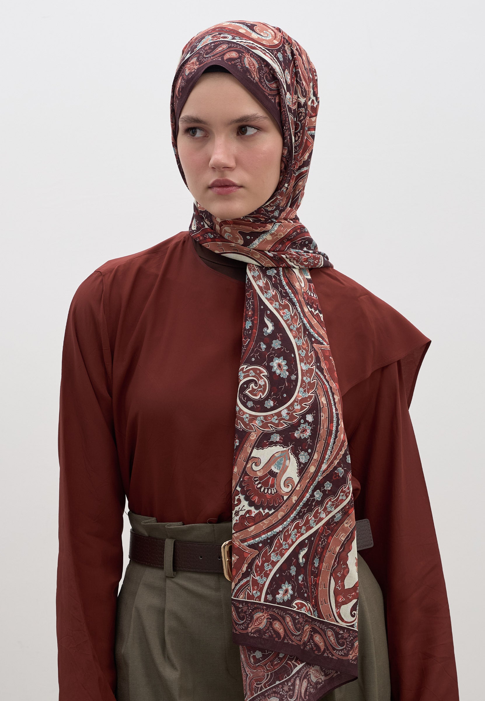 Kiremit Panthea Desen Şal