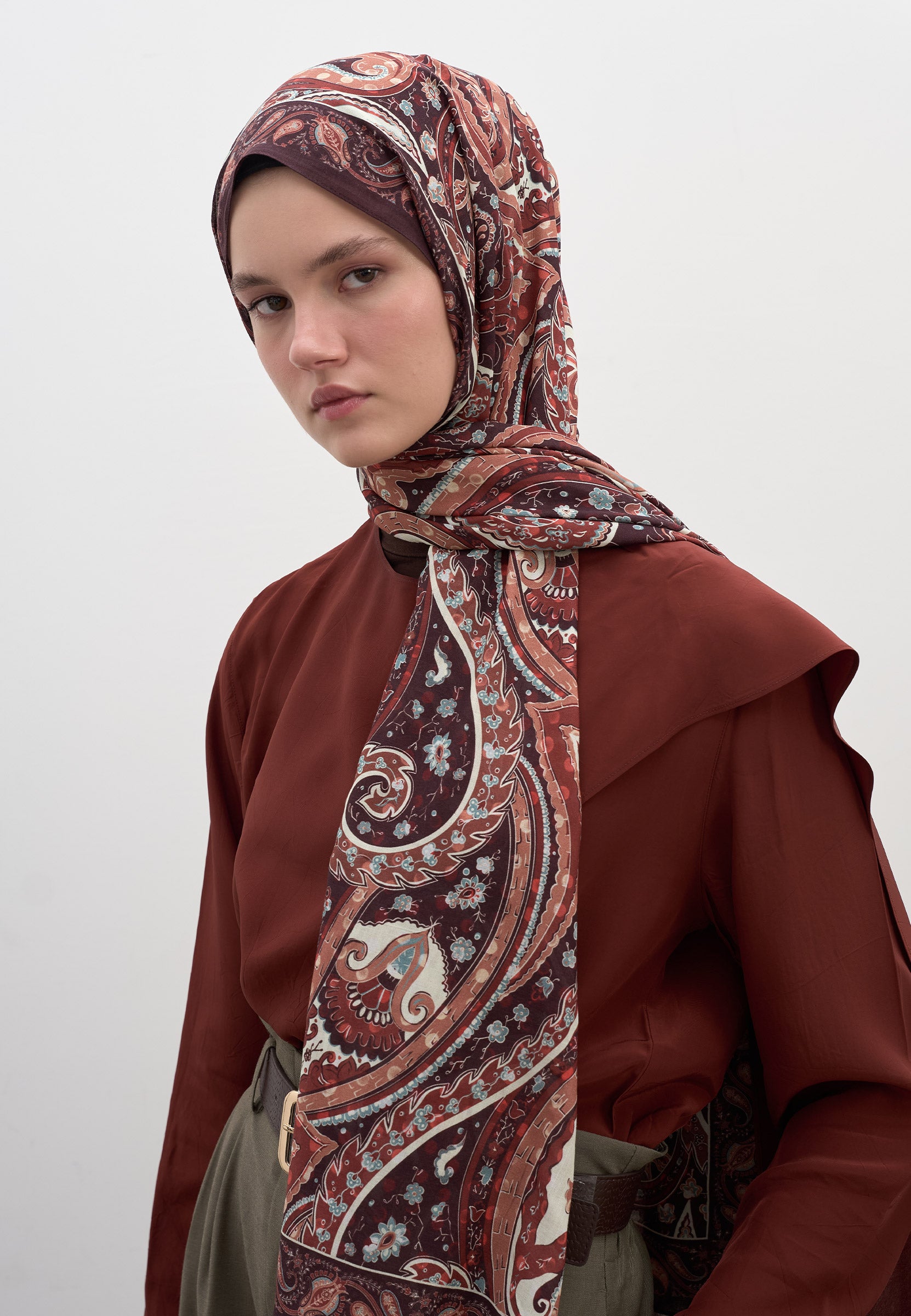 Kiremit Panthea Desen Şal