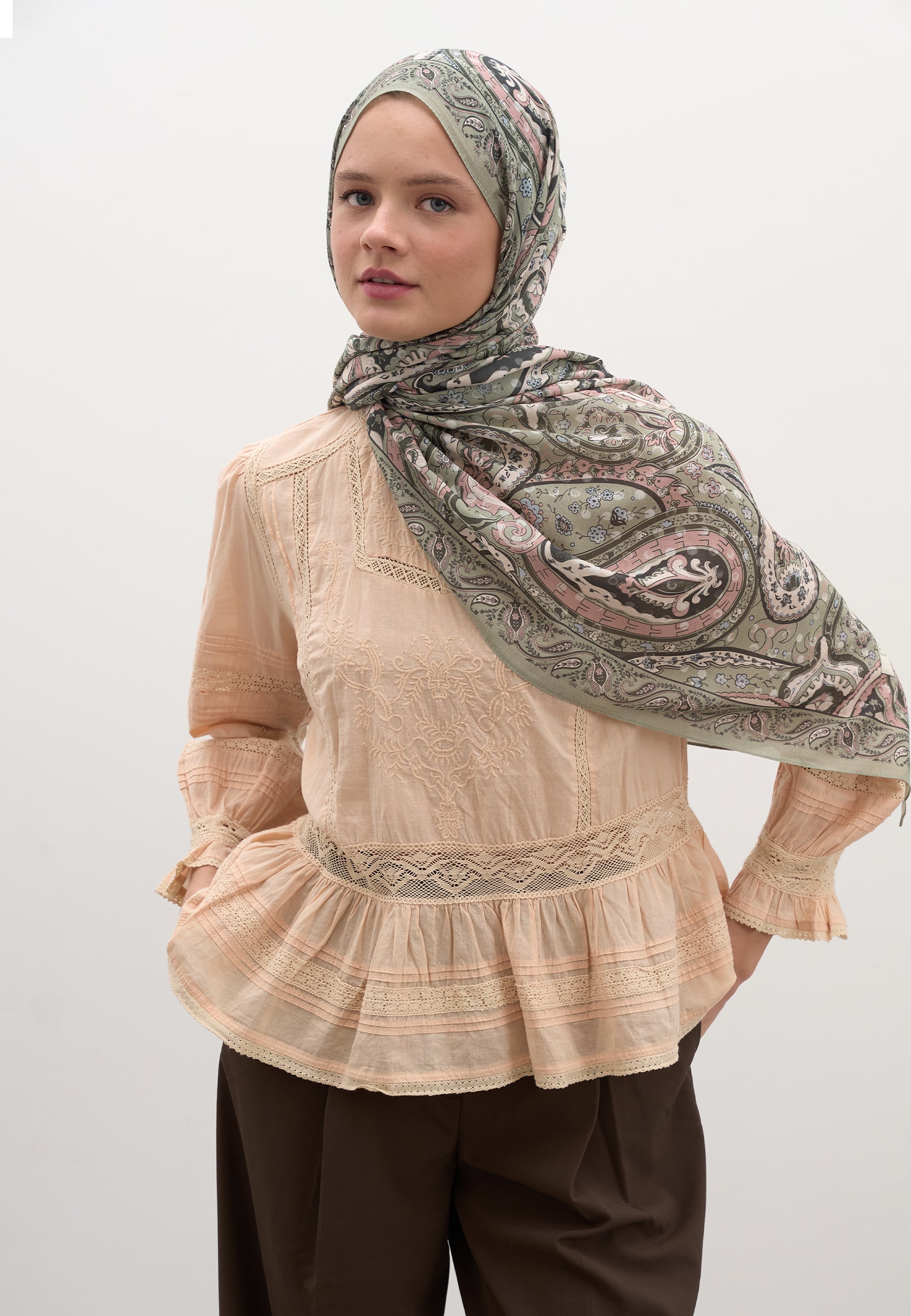 Soft Yeşil Panthea Desen Şal
