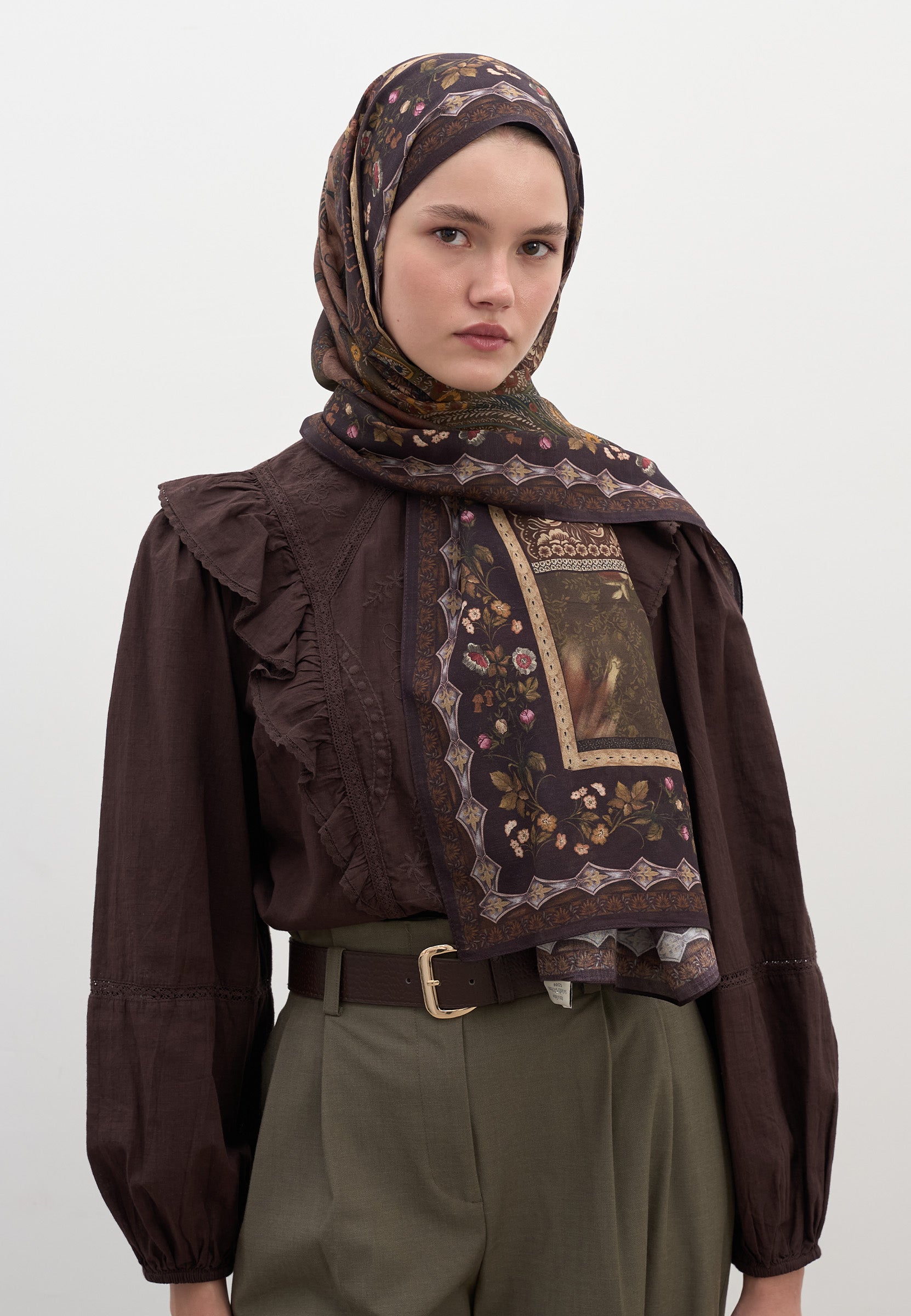 Kahverengi Wıld And Pure Desen Şal