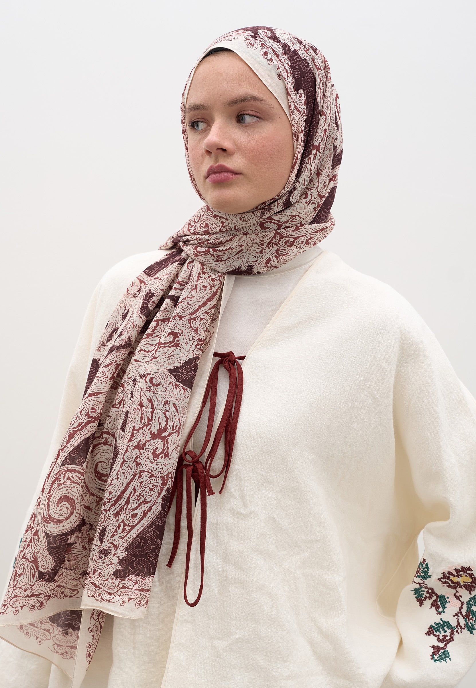 Bordo Wıld Paısley Desen Şal