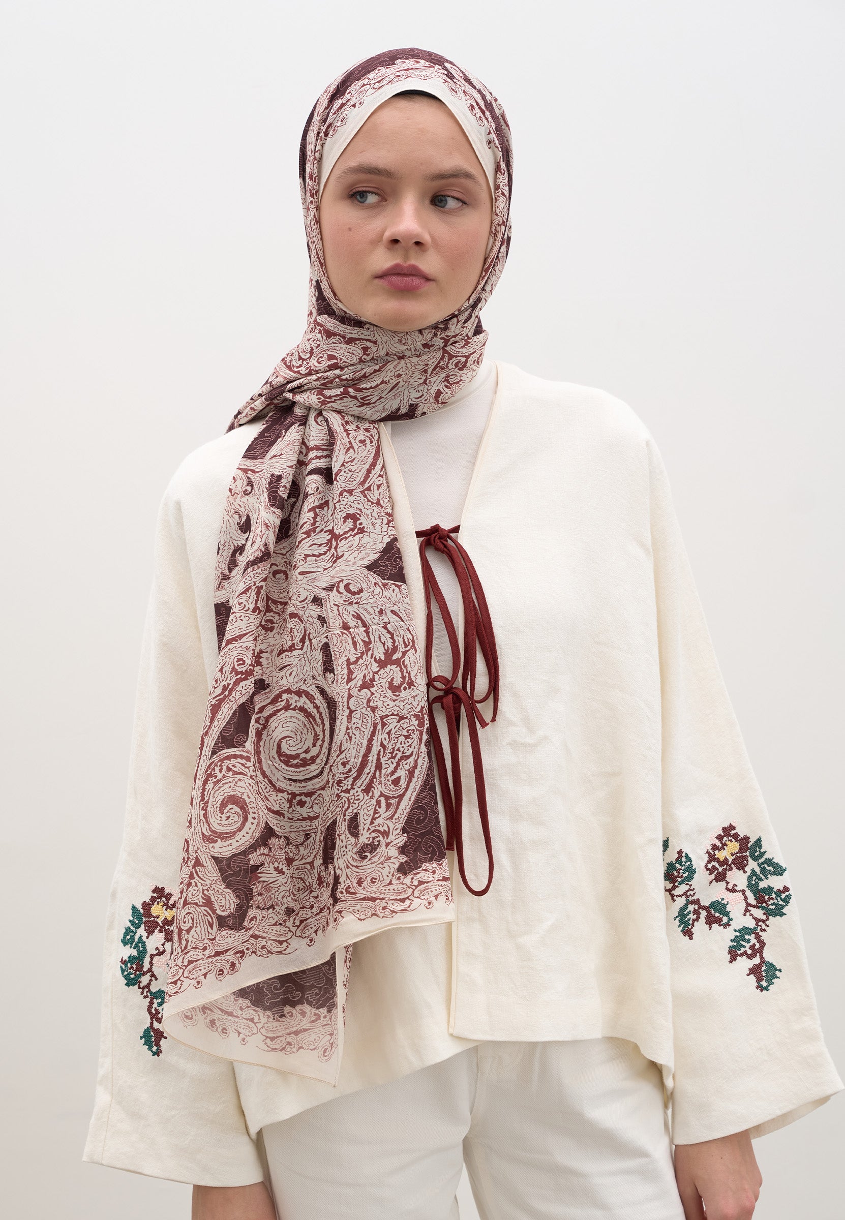 Bordo Wıld Paısley Desen Şal