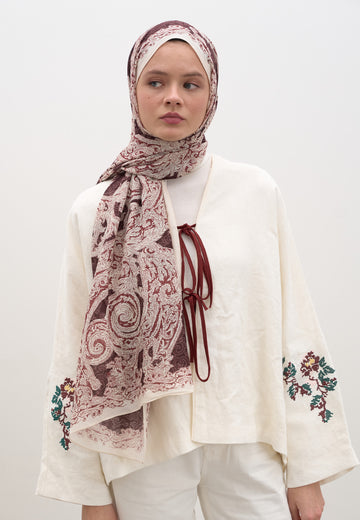 Bordo Wıld Paısley Desen Şal