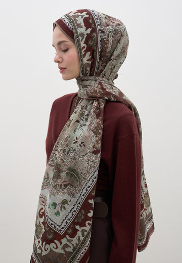 Bordo Arıane Desen Şal