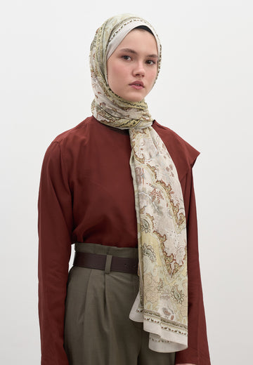 Soft Yeşil Arıane Desen Şal