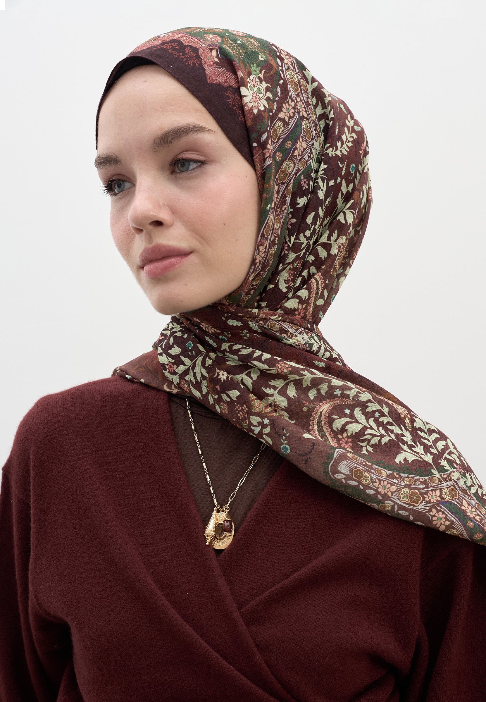Bordo Cerıse Desen Şal