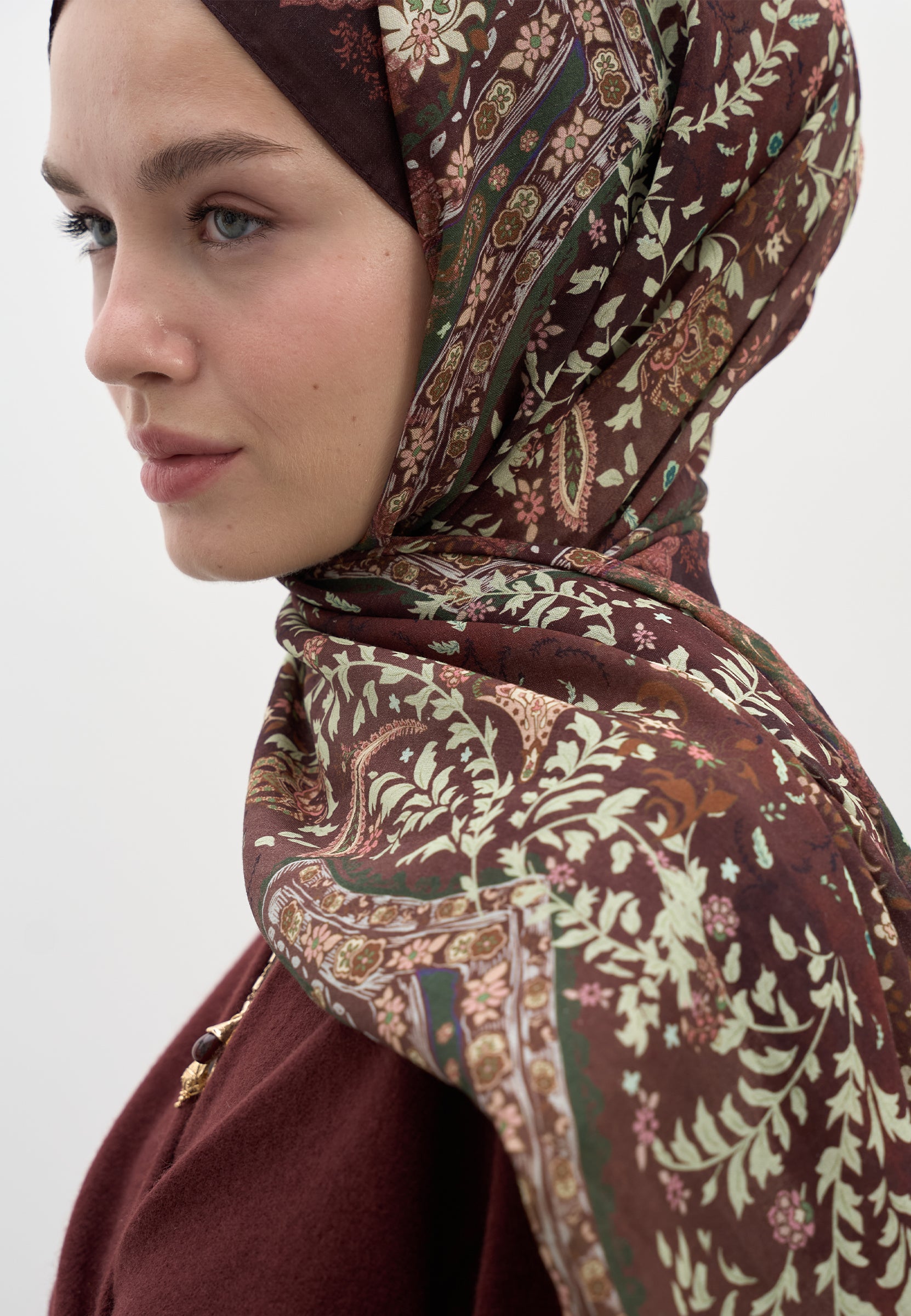 Bordo Cerıse Desen Şal