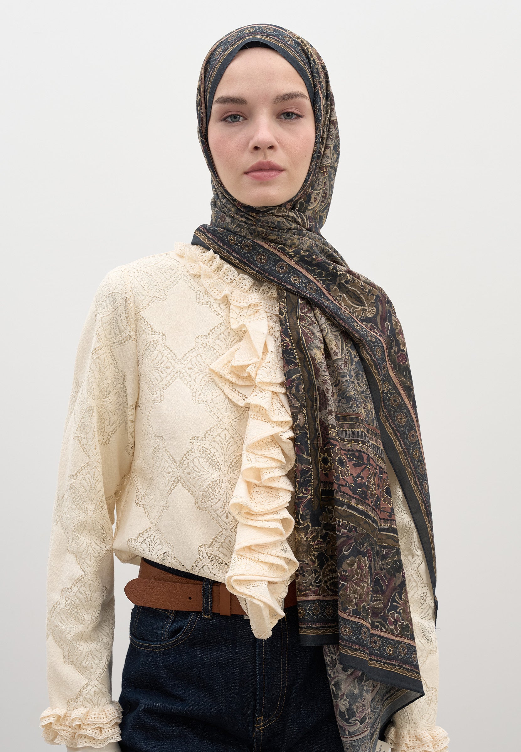 Antrasit Vanessa Desen Şal