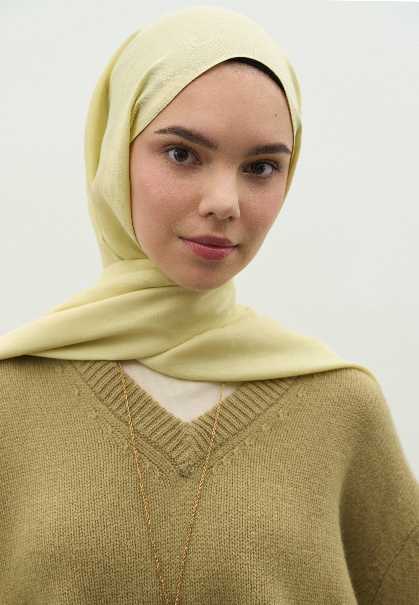 Soft Sarı Monogram Pamuk Floş Jakarlı Şal