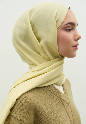 Soft Sarı Monogram Pamuk Floş Jakarlı Şal