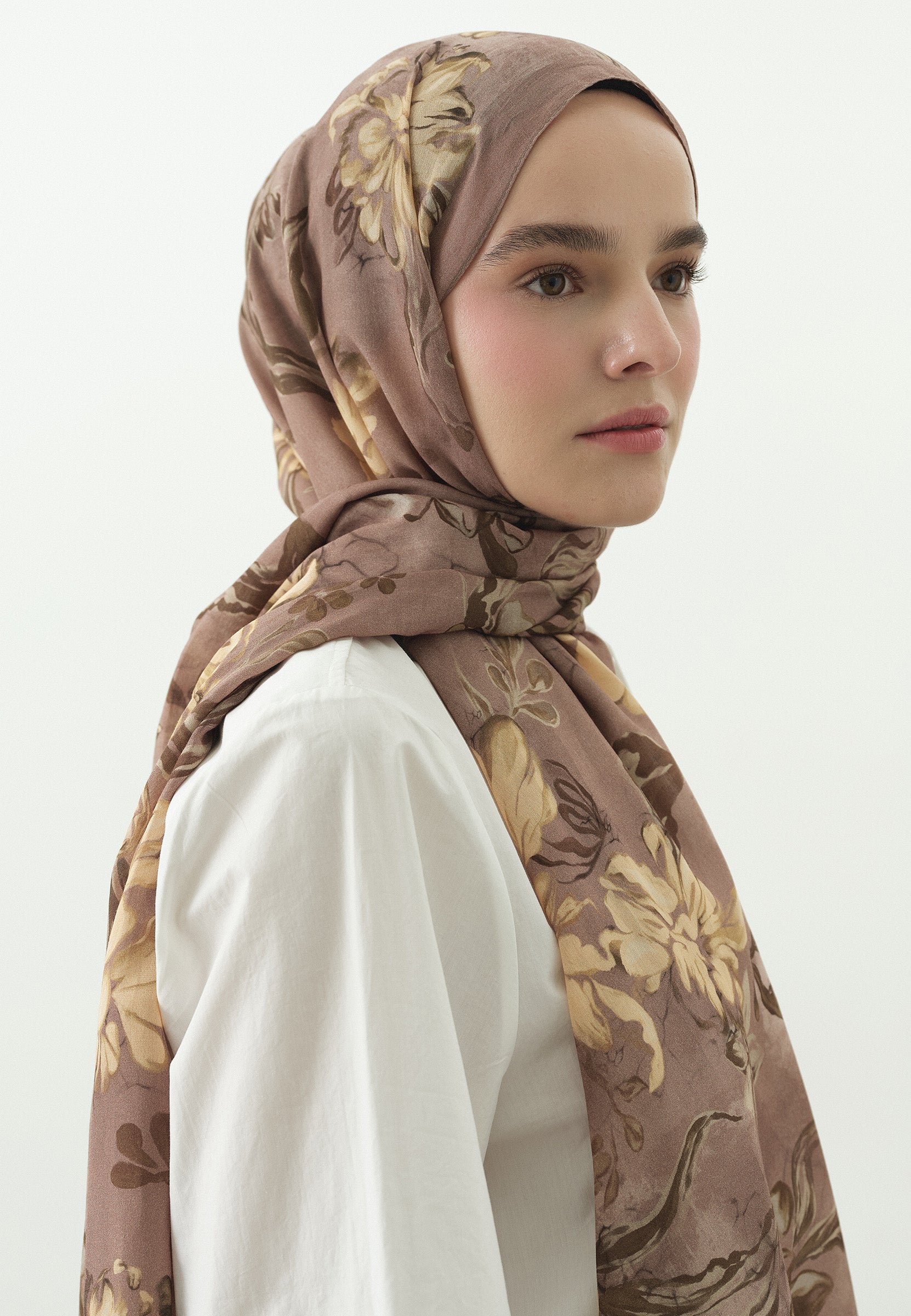 Gülkurusu Norah Desenli Pamuk Viskon Şal