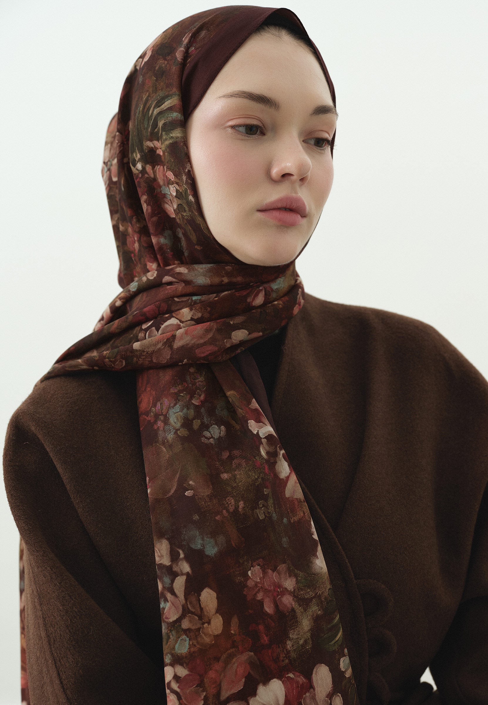Dark Beauty Desenli Pamuk Viskon Şal Bordo