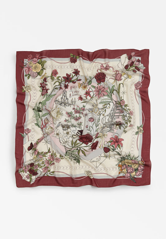 Vintage Rose Once Upon A Love Desen Floş Viskon Eşarp