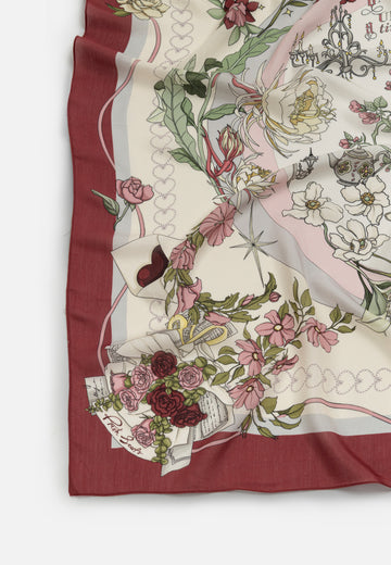 Vintage Rose Once Upon A Love Desen Floş Viskon Eşarp