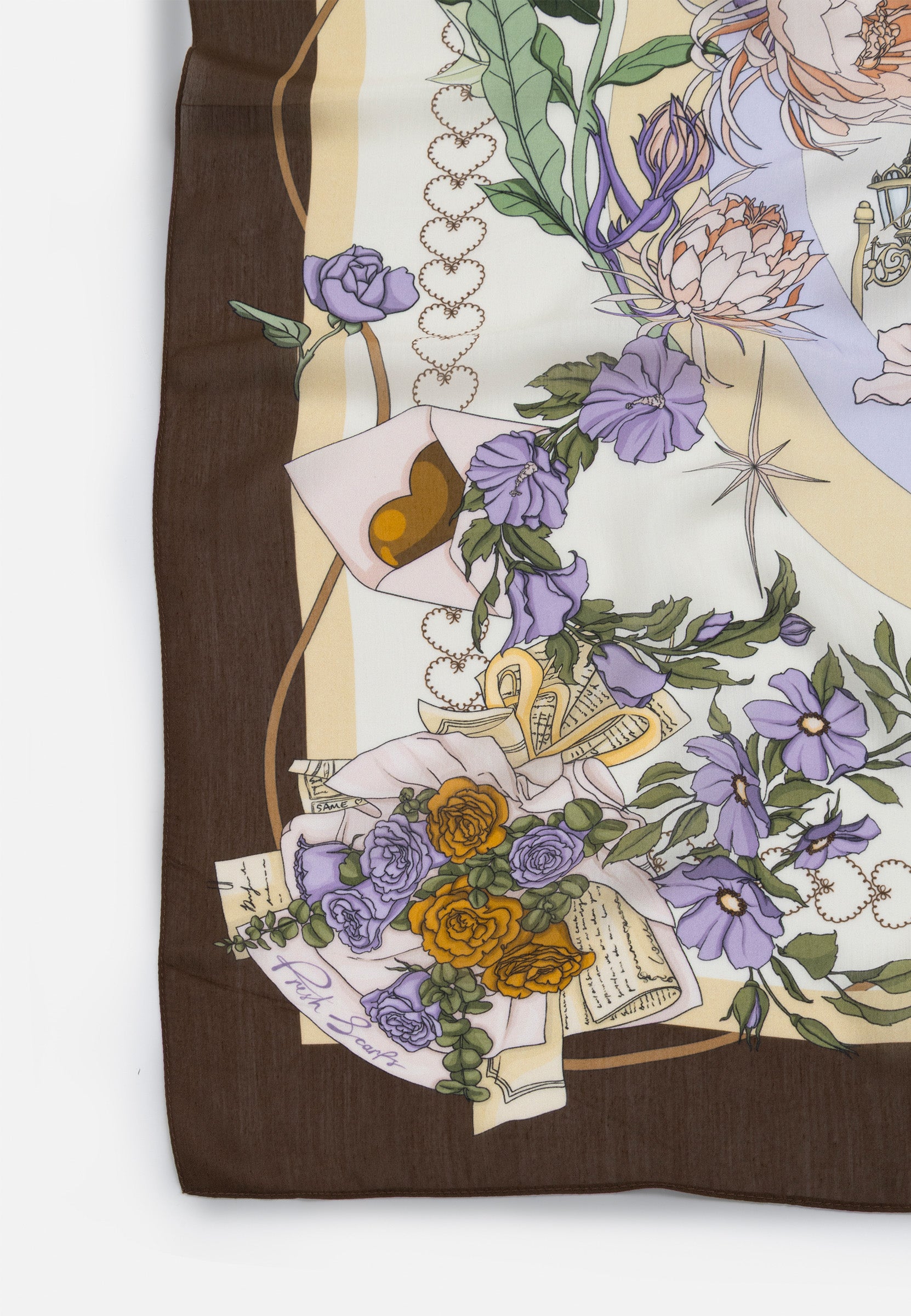Wood Brown Once Upon A Love Desen Floş Viskon Eşarp