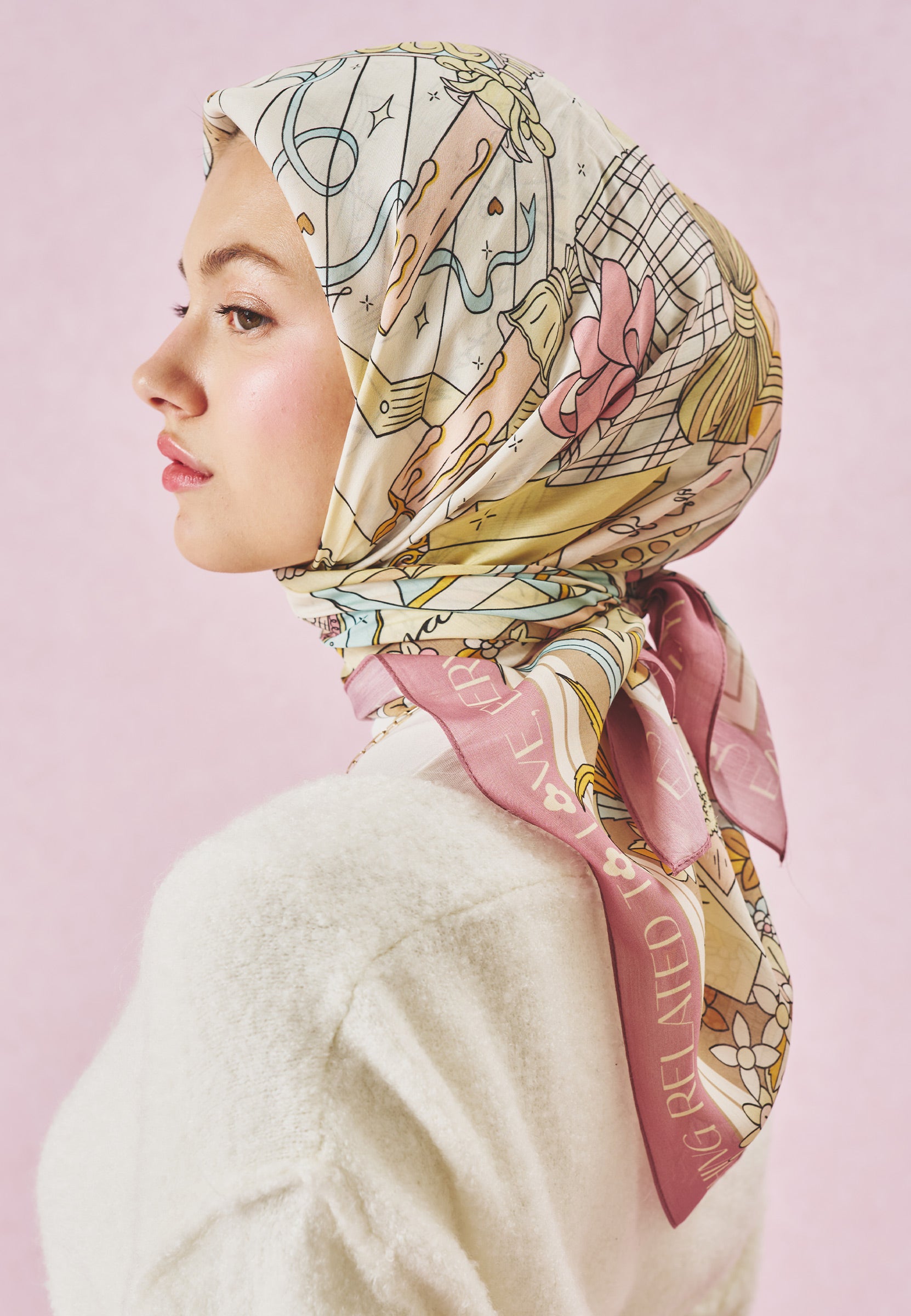 A Cindrella's Dream Desen Floş Viskon Eşarp Pink Dream