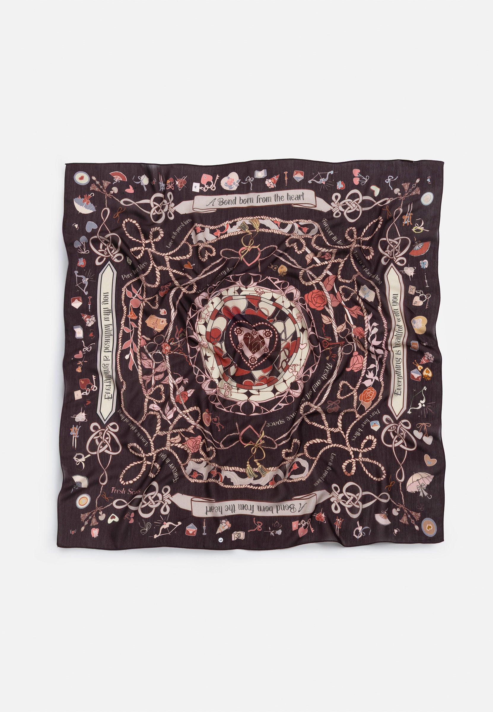 Dreamy Skies Desen Floş Viskon Eşarp Burgundy