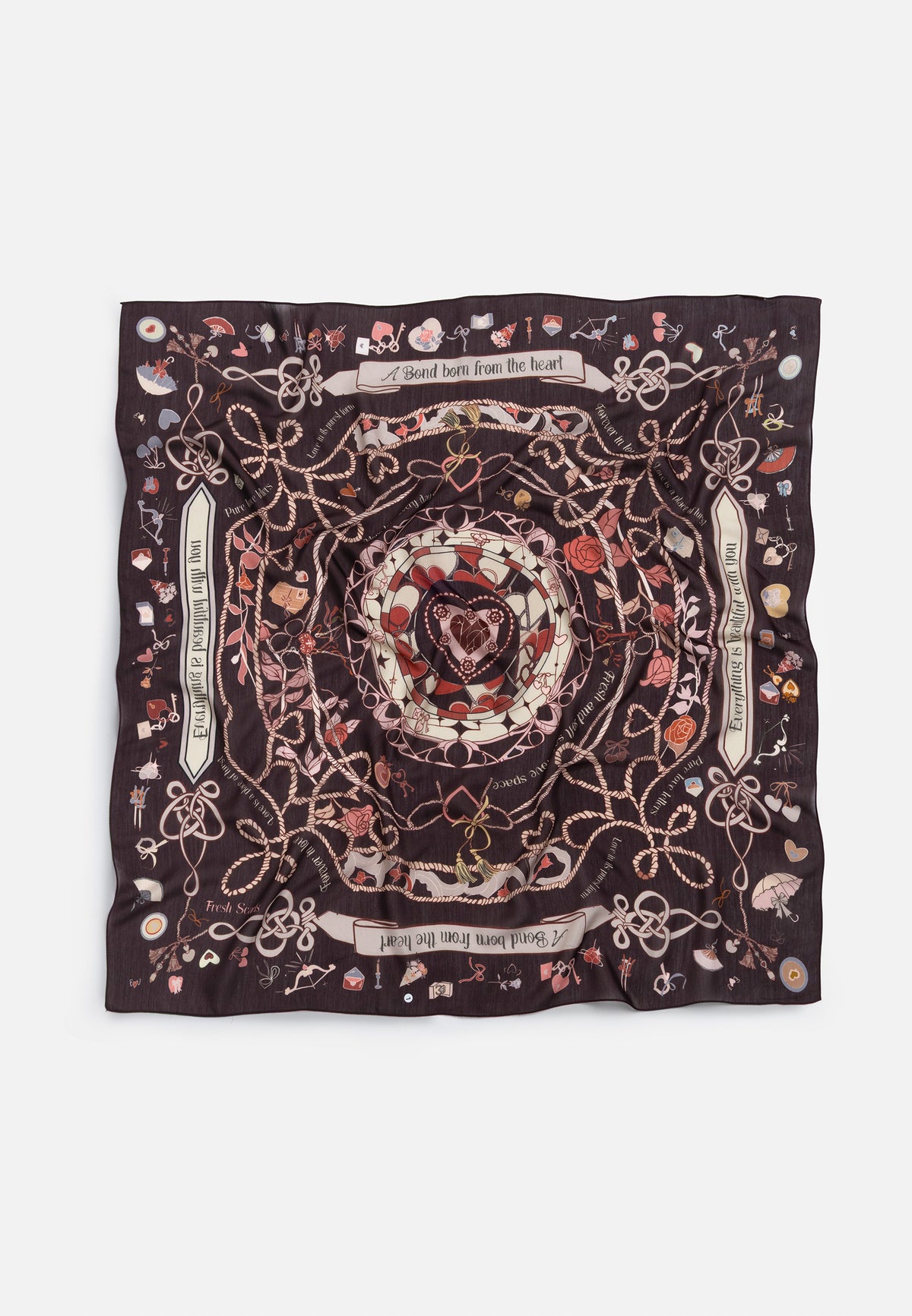 Dreamy Skies Desen Floş Viskon Eşarp Burgundy