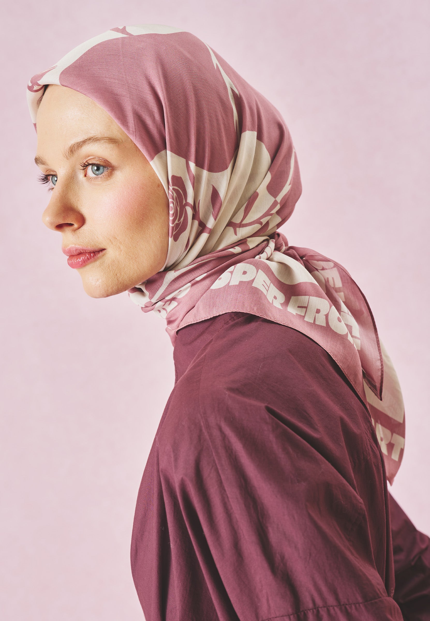 Love Reverie Desen Floş Viskon Eşarp Dreamy Pink