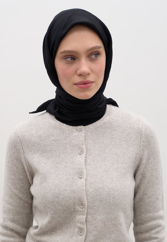 Siyah Pamuk Viskon Eşarp