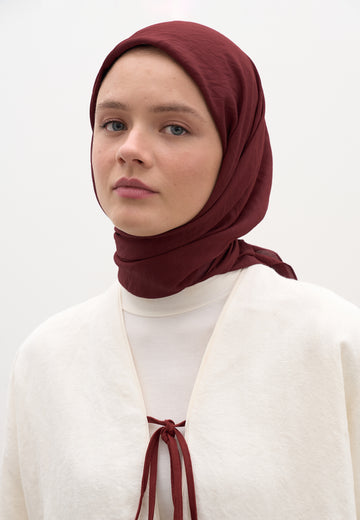 Bordo Pamuk Viskon Eşarp